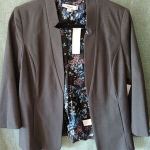 Kensie Dark Gray Women's Blazer with Floral Lining